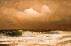 David John Gué, Crashing Waves along The Coast, oil on canvas