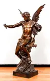 Émile Louis Picault, Semeur d’Idees Allegorical Figure, late 19th or, bronze, artist's name incised on base and Salon des Beaux-Arts on side, base with a book