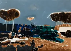 Eric Atkinson, The Bruce, 1991, acrylic, sand, and mixed media on canvas