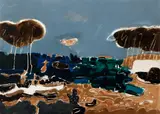 Eric Atkinson, The Bruce, 1991, acrylic, sand, and mixed media on canvas