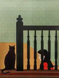 Will Barnet, The Bannister, 1981, serigraph printed in colors, 32-1/2 x 25-1/4 inches, pencil