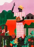 Girl in Garden, 1979, (Gelburd-Rosenberg # 62) by Romare Bearden, lithograph printed in colors, 22 × 16 inches, pencil, offered Oct 2020