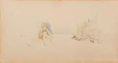 Irving Alexander Block, Bikini Baby and Nude and Recorder, drawing with, watercolor