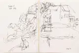 Douglas Cooper, Dengler st above Arly, 1992, pen and ink on sketchbook paper