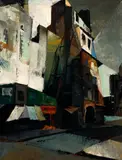 Olivier Foss, Building Conservation Paris, 1950's, oil on canvas