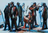Jean Hélion, Passer's By (Street Musicians), 1965, oil on canvas