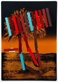 Menashe Kadishman, Yellow with Black Palm, Year: circa 1979, Medium:, Serigraph printed in colors, pencil