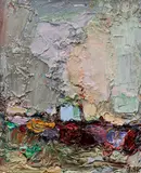 Lois Kaufman, Abstracted Landscape, 1970's, oil on board