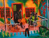 Cayman Island Porch Genre, Oct by Charles Long, 1969, acrylic on canvas board, offered Oct 2020