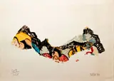 Malcolm Morley, Hollywood Film Stars and Their Homes, Doris Day fragment, 1974, lithograph printed in colors, pencil