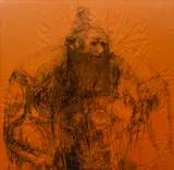 Herbert Olds, The Old Man (or Rabbi), charcoal on brown paper