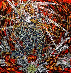 Arnaldo Roche-Rabell, “Mene, Tekel, Peres (Tu Reino-Medido-Pesado-Dividido), 1993, color, lithograph
