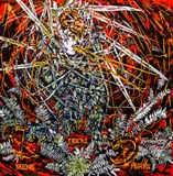 “Mene, Tekel, Peres (Tu Reino-Medido-Pesado-Dividido), 1993, color by Arnaldo Roche-Rabell, lithograph, offered Oct 2020
