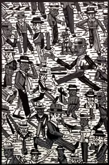 Antonio Seguí, Gente en la Calle II, 1991, color, linocut