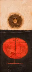 Sun and Boy by Sōkichi Suga, 1965, mixed media on board, offered Oct 2020
