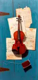 Michael Theise, Wearing Away (Still Life with Violin and Sheet Music), undated, oil on panel
