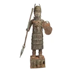 Benin, Untitled, bronze warrior on a pedestal