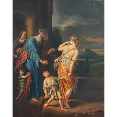Die Verstossung Der Hagar (Expulsion of Hagar) by Adrian Van Der Werff, oil on canvas, [approximate dimensions - canvas: 35" H x 28" W], offered Oct 2025