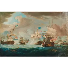 Robert Dodd, Nautical Scene at War, oil on canvas, [approximate dimensions -
