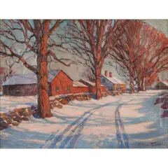 Robert Emmett Owen, Winter Sunset, oil on canvas,[approximate dimensions - canvas: 20" H x 26" W]