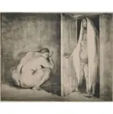 Francisco Zúñiga, La Visita (The Visit), 1974, lithograph in three blocks on Arches paper, [approximate dimensions -