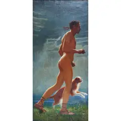 Der Laufer (The Runner) by Richard Müller, 1927, oil on canvas, [approximate dimensions - canvas: 49 1/2" H x 23" W], offered Dec 2025