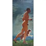 Richard Müller, Der Laufer (The Runner), 1927, oil on canvas, [approximate dimensions - canvas: 49 1/2" H x 23" W]