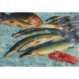 Richard Müller, Fische auf Eis (Fish on Ice), 1925, oil on canvas, [approximate dimensions - canvas: 29 5/8" H x 43" W]