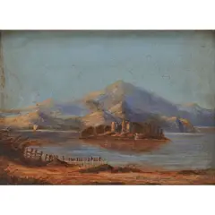 J. M. W. Turner, Landscape with Island Fortress, oil on canvas, [approximate dimensions - canvas: 8" H x 6" W]