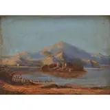 J. M. W. Turner, Landscape with Island Fortress, oil on canvas, [approximate dimensions - canvas: 8" H x 6" W]