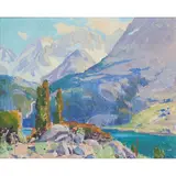 Orrin Augustine White, High Sierra Mountains with Lake, oil on board, [approximate dimensions -