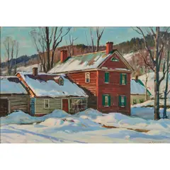 Snow Covered Front Yard by Aldro Thompson Hibbard, oil on canvas lined board, [approximate dimensions -, offered Dec 2025