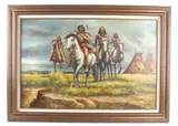 Untitled by Troy Anderson, oil of native americans, offered Oct 2022