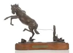 The Snubbin' Post, by R.F. Rains, bronze, offered Aug 2022