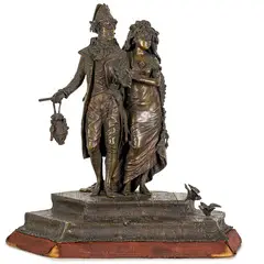 Antonio Pandiani, Milano, 1838 - 1928 / Giovani sposi / Firmato A Pandiani, Milano sul retro, bronze