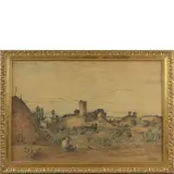 Michele Cascella, Ortona 1892 - Milano 1989 / Paesaggio senese, 1920-29, mixed media on cardboard