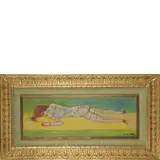 Mino Maccari, Siena 1898 - Roma 1989 / Nudo di schiena, 1969, mixed media on compensato