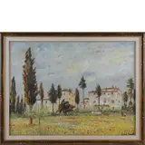 Michele Cascella, Ortona 1892 - Milano 1989 / Cipressi in Siena, 1967, oil on canvas