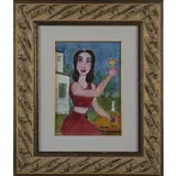 Giuseppe Migneco, Messina 1908 - Milano 1997 / Donna con calice, 1982, ink colorata on paper