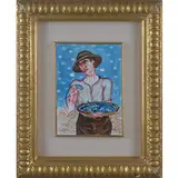 Giuseppe Migneco, Messina 1908 - Milano 1997 / Venditore di costardelle, 1989, mixed media on paper applicata on canvas