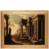 Alberto Carlieri, Capriccio architettonico con la predica di un apostolo, oil on canvas