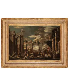 Capriccio con scena biblica by Giovanni Ghisolfi, oil on canvas, offered Mar 2024