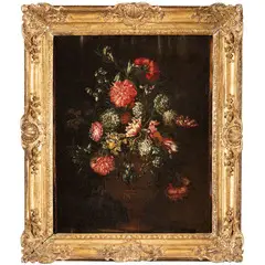 Andrea Scacciati II, Fiori in un vaso di metallo, oil on canvas