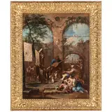 Alessandro Magnasco, Capriccio con musicista e contadini davanti ad un altare portatile con Sant'Antonio da Padova
