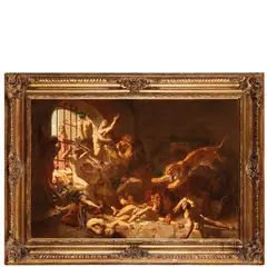 Gustave Surand, Parigi, 1860 - 1937 / I cristiani nella fossa dei leoni / Firmato Surand in basso a destra, oil on canvas