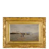 Vincenzo Caprile, Napoli, 1856 - 1936 / Sulla Spiaggia di Napoli / Firmato V Caprile, dedica e data 1910 in basso a destra
