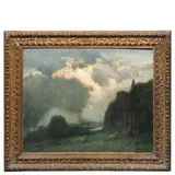 Lorenzo Delleani, Pollone, 1840 - Torino, 1908 / Sul Lys, presso Gressoney / Firmato L Delleani e datato 1908 in basso a destra