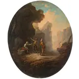 Francesco Casanova, Soldati a riposo, oil on canvas ovale