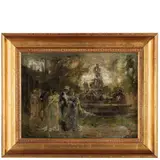 Bartolomeo Giuliano, Susa, 1825 - Milano, 1909 / Studio per il dipinto Post prandium / Monogramma BG in basso a sinistra