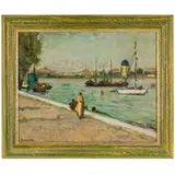 Venanzio Zolla, Colchester, 1880 - Torino, 1961 / Veduta lacustre con figura femminile / Firmato Venanzio Zolla in basso a sinistra, oil on cardboard